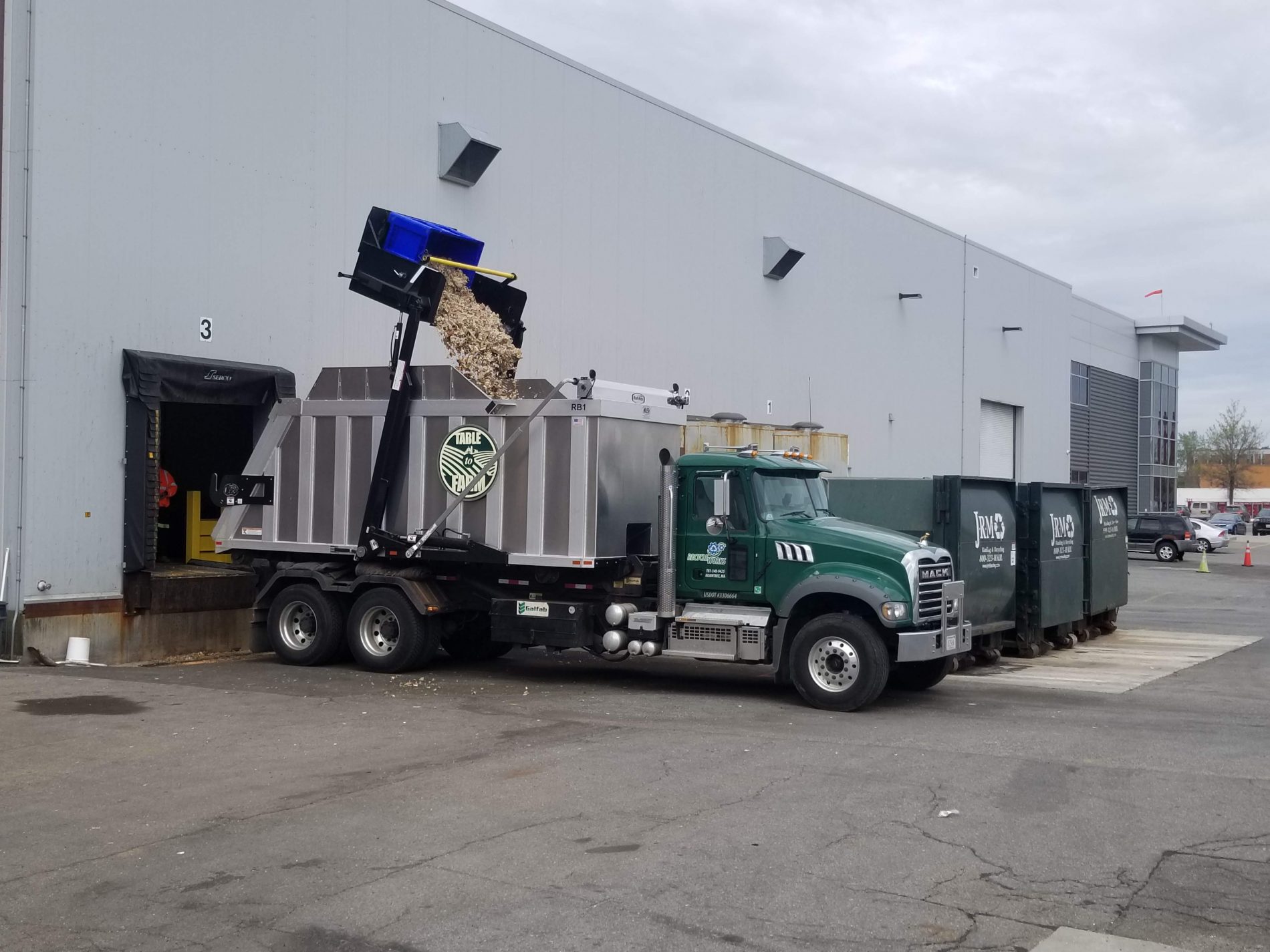 Recycleworks truck dumping organic waste to be recycled