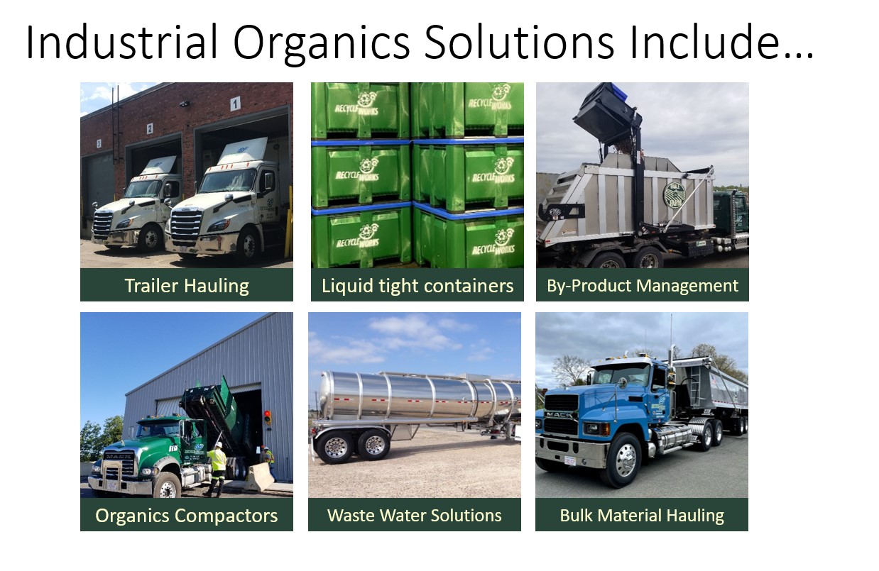 Industrial Organics Solutions Include... Trailer Hauling, Liquid tight containers, By-Product Management, Organics Compactors, Waste Water Solutions, Bulk Material Hauling